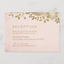 Guld ros elegant vintage spets bröllopsmottagning tilläggskort