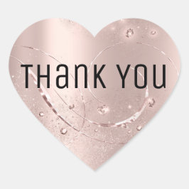 Guld Ros Glitter  Tack Namn Tack Hjärtformat Klistermärke