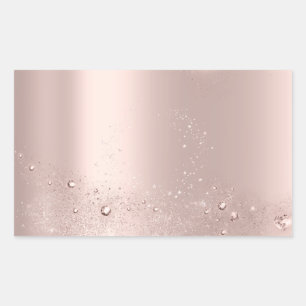 Guld Ros Glitter Tack Namn Tack Rektangulärt Klistermärke