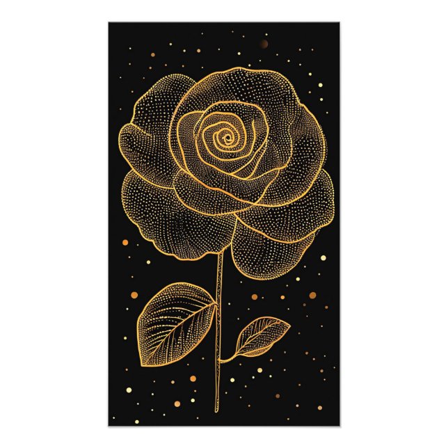 🌹 Guld Ros Linje Konst Glitter Väggtryck ✨ Fototryck (Framsidan)
