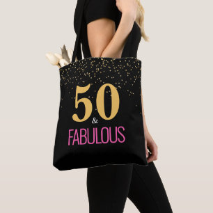 Guld Rosa 50 och Fabulous Birthday Tote Tygkasse