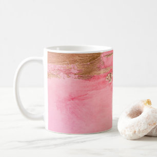 Guld Rosa Abstrakt VattenfärgsfärgElegant Kaffemugg