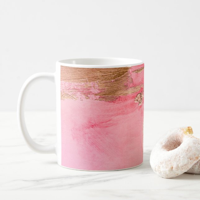 Guld Rosa Abstrakt VattenfärgsfärgElegant Kaffemugg (Med munk)