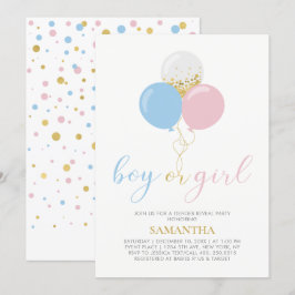 Guld, Rosa, blå | Gender Visa babykläder Inbjudningar
