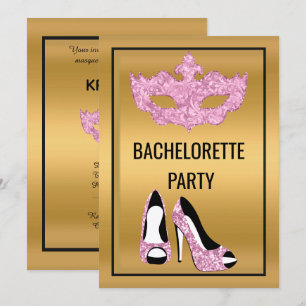 GULD ROSA BLACK BACHELORETTE MASQUERADE PARTY INBJUDNINGAR