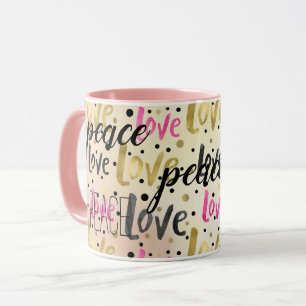 Guld Rosa Black Confetti Kärlek Peace Mugg