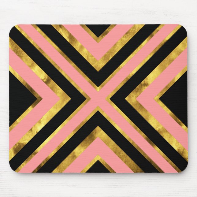 Guld Rosa Black Geometric Musmatta (Framsidan)