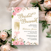 Guld Rosa Blommig Bröllopsbrunch Bröllopsfest