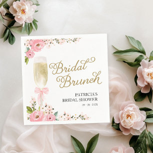 Guld Rosa Blommig Bröllopsbrunch Bröllopsfest Pappersservett