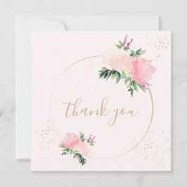 Guld Rosa Blommig Födelsedags Platt Tacksamhetskor Tack Kort