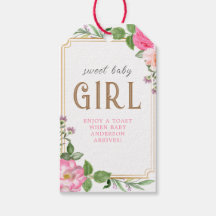 Guld Rosa Blommigt Girl Baby Shower Ram