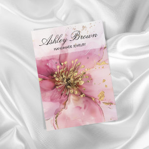 Guld Rosa Blommigt Handmade made Jewelry Earring V Visitkort