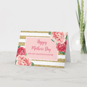 Guld Rosa Blommigt Mordotter Lycklig Mor Kort
