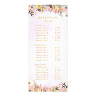 Guld Rosa Blommigt Reklamkort