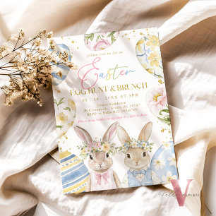 Guld Rosa Blue Gult Påskägg Hunt & Brunch Inbjudningar