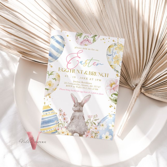 Guld Rosa Blue Gult Påskägg Hunt & Brunch Inv Inbjudningar (Skapare uppladdad)