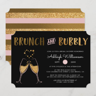 Guld & Rosa Brunch & Bubble Bröllop Möhippa Inbjudningar