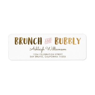Guld & Rosa Brunch & Bubly Bröllop Möhippa Returadress Etikett