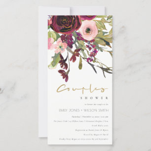 GULD ROSA BURGUNDY RO FLORA COUPLE SHOWER INBJUDAN