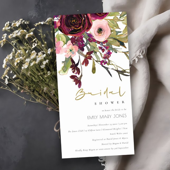 GULD ROSA BURGUNDY RO FLORA MÖHIPPA INBJUDAN (Skapare uppladdad)