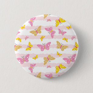 Guld & Rosa Butterfly Knapp