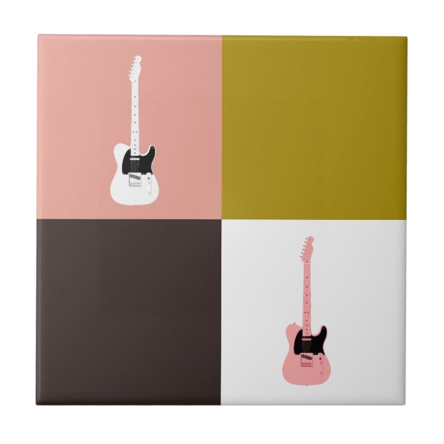 Guld Rosa Chocolate Ivory Rosa White Guitars Kakelplatta (Framsidan)