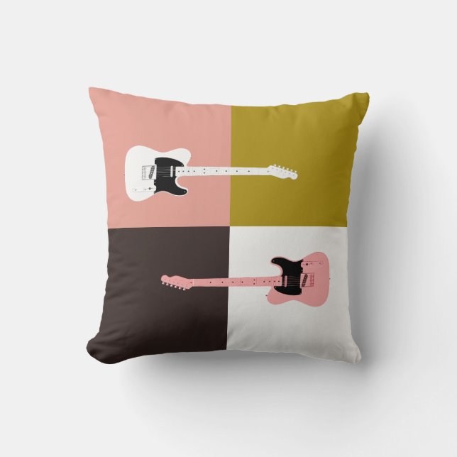 Guld Rosa Chocolate Ivory Rosa White Guitars Kudde (Framsida)