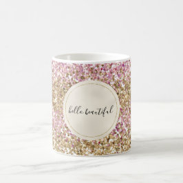 Guld Rosa Confetti Glitter Personlig Kaffemugg