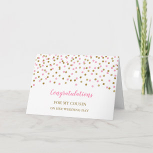 Guld Rosa Cousin Bröllopsdag Grattiss Kort