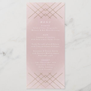 Guld Rosa Elegance Diamond Geo Deco Bröllop Meny