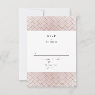 Guld Rosa Elegance Diamond Geo Deco Bröllop OSA Kort