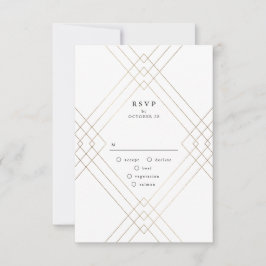 Guld Rosa Elegance Diamond Geo Deco Bröllop OSA Kort