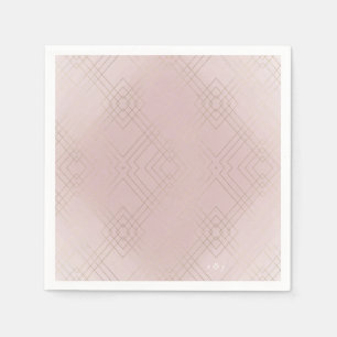 Guld Rosa Elegance Diamond Geo Deco Bröllop Pappersservett