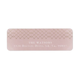 Guld Rosa Elegance Diamond Geo Deco Bröllop Returadress Etikett