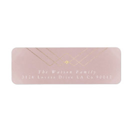 Guld Rosa Elegance Diamond Geo Deco Bröllop Returadress Etikett