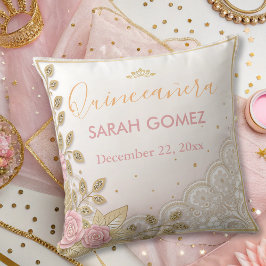 guld rosa elegant quinceanera kudde