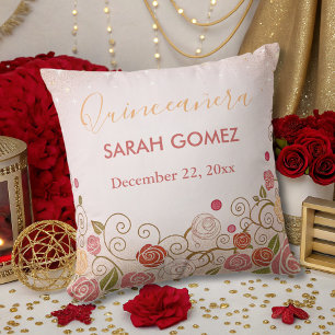guld rosa elegant quinceanera kudde