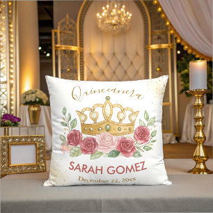 guld rosa elegant quinceanera kudde