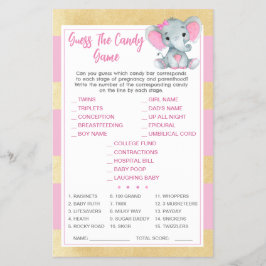 Guld Rosa Elephant gissar Candy Baby ShowerGame Flygblad