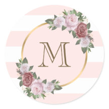 Guld Rosa Erröda Blommig Monogram Initial