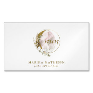 Guld Rosa Erröda Monogram Vattenfärg Celest Magnetiska Visitkort