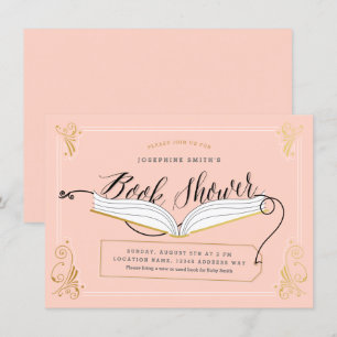 Guld Rosa Fairy Tale Storybook Baby Shower Inbjudningar
