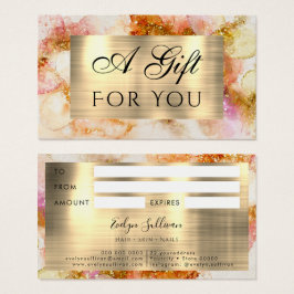 guld rosa-faux-folie-presentkort visitkort