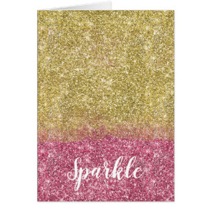 Guld- rosa Fauxglitter för nätt gnistra Hälsningskort