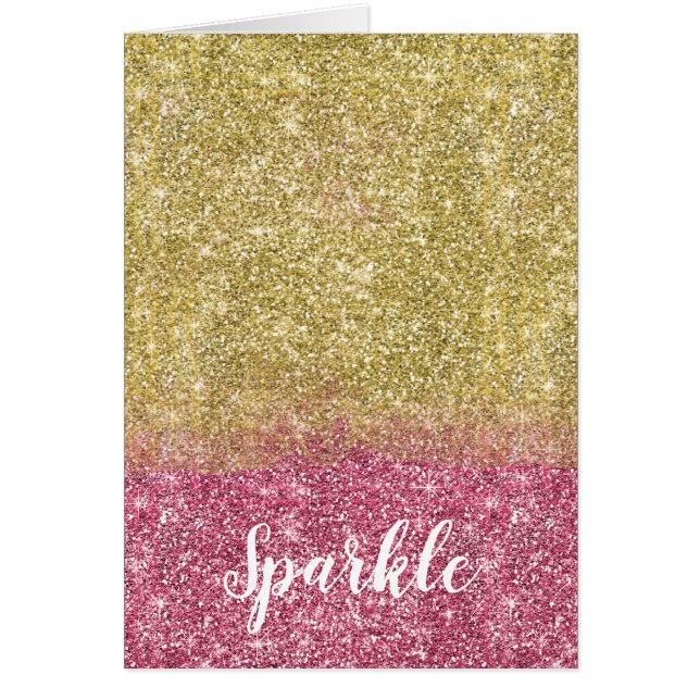 Guld- rosa Fauxglitter för nätt gnistra Hälsningskort (Framsidan)