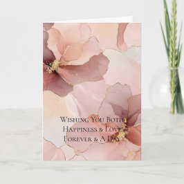 Guld  Rosa Flowers Bröllop Kort