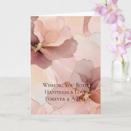 Guld Rosa Flowers Bröllop Kort