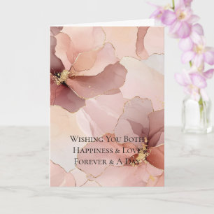 Guld  Rosa Flowers Bröllop Kort