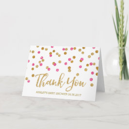 Guld Rosa Fuchsia Confetti Baby Shower Tack Kort