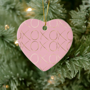 Guld Rosa Girly Glam XOXO Julgransprydnad Keramik